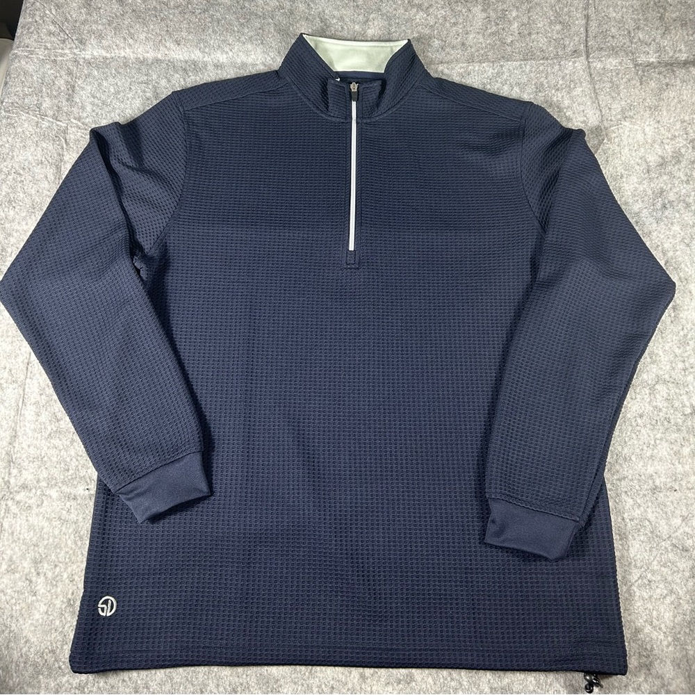 Straight Down Men’s  1/4 Zip Waffle Pullover Performance Golf Size XL Navy Blue